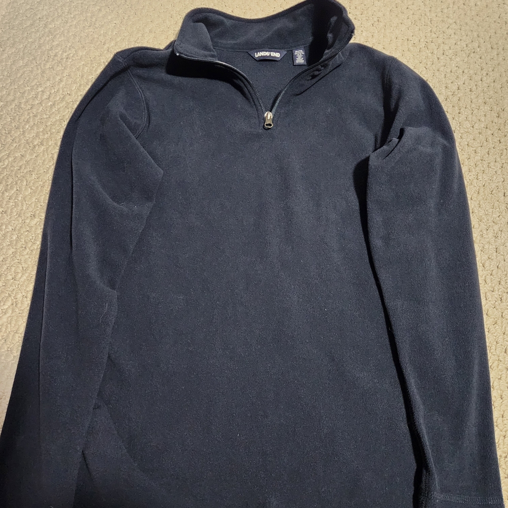 Lands' End Boy's Navy 3/4 Zip Fleece XL